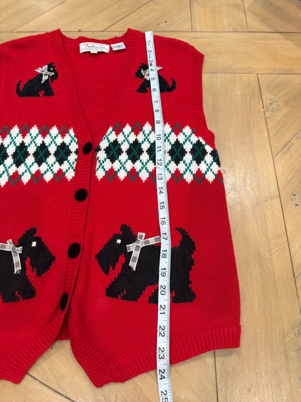 Talbots Susan Bristol Scottie Dog Sweater Vest with Argyle Bows Velvet Buttons S - Picture 6 of 7